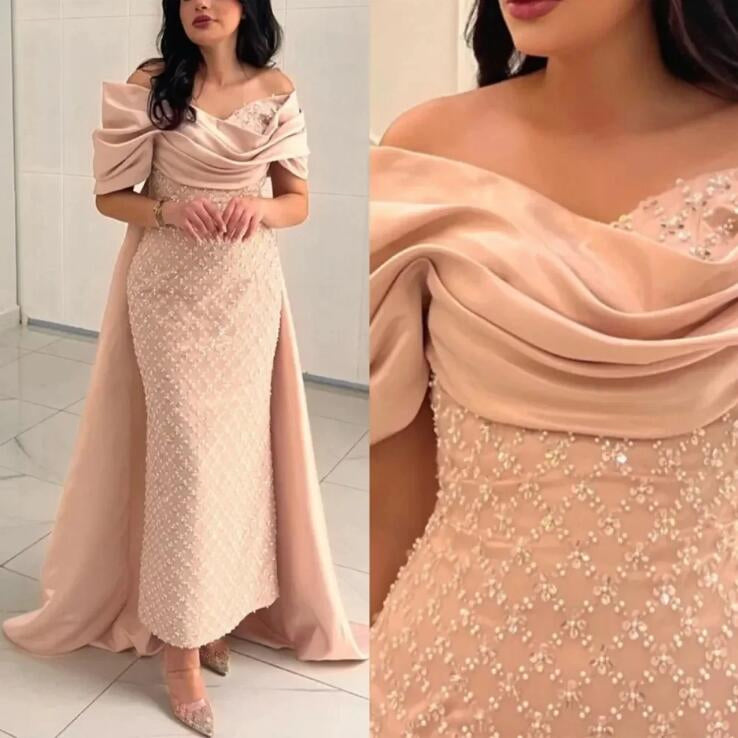 Beautiful Mermaid Bridal Peach Cocktail Prom Mother of The Dress