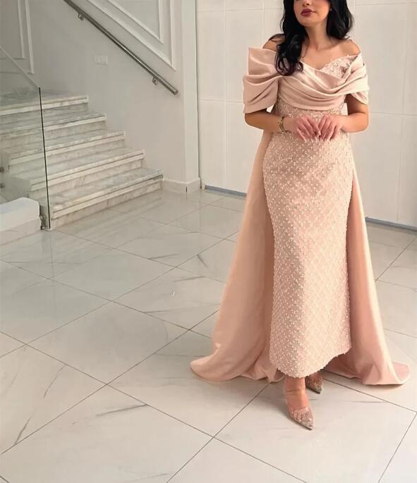 Beautiful Mermaid Bridal Peach Cocktail Prom Mother of The Dress