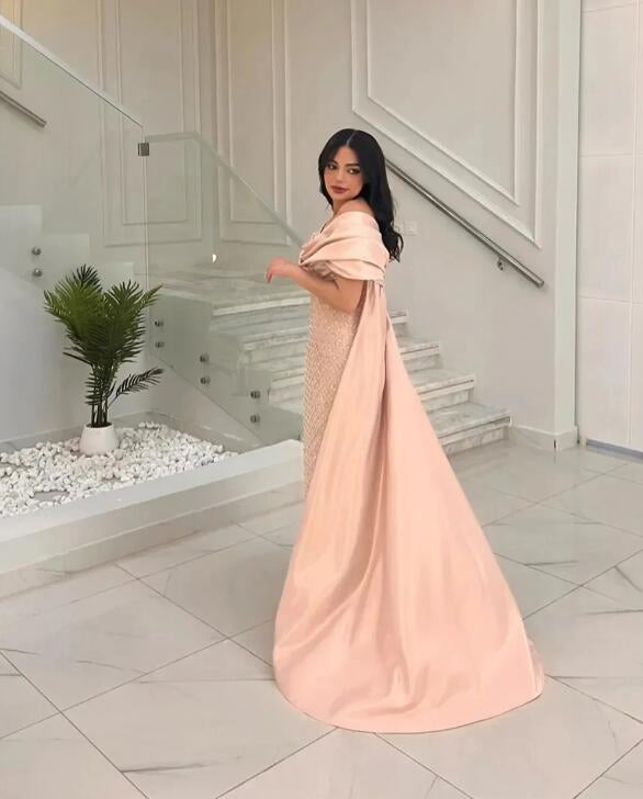 Beautiful Mermaid Bridal Peach Cocktail Prom Mother of The Dress