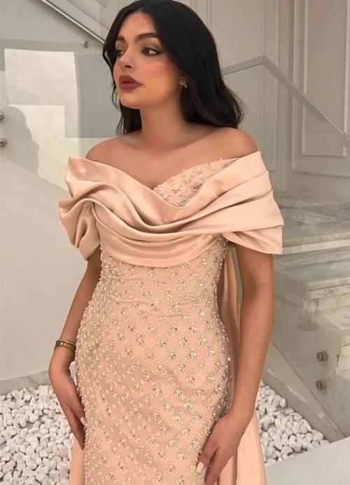 Beautiful Mermaid Bridal Peach Cocktail Prom Mother of The Dress