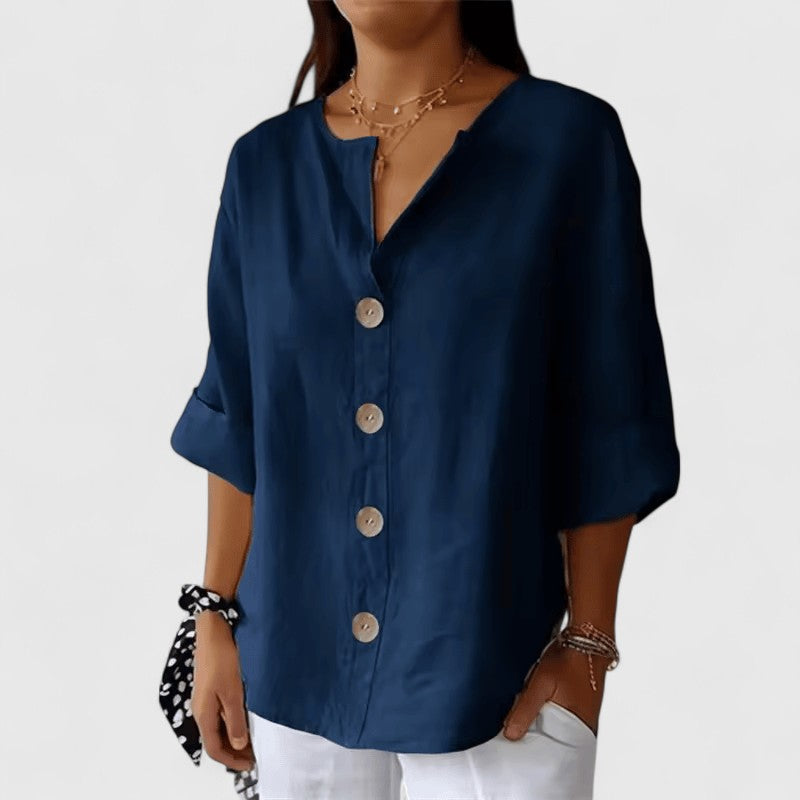 Relaxed fit tunic blouse in red, front view